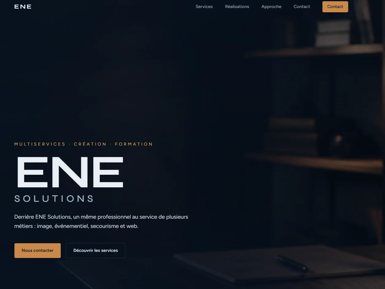 Site institutionnel ENE Solutions — développeur web et multiservices