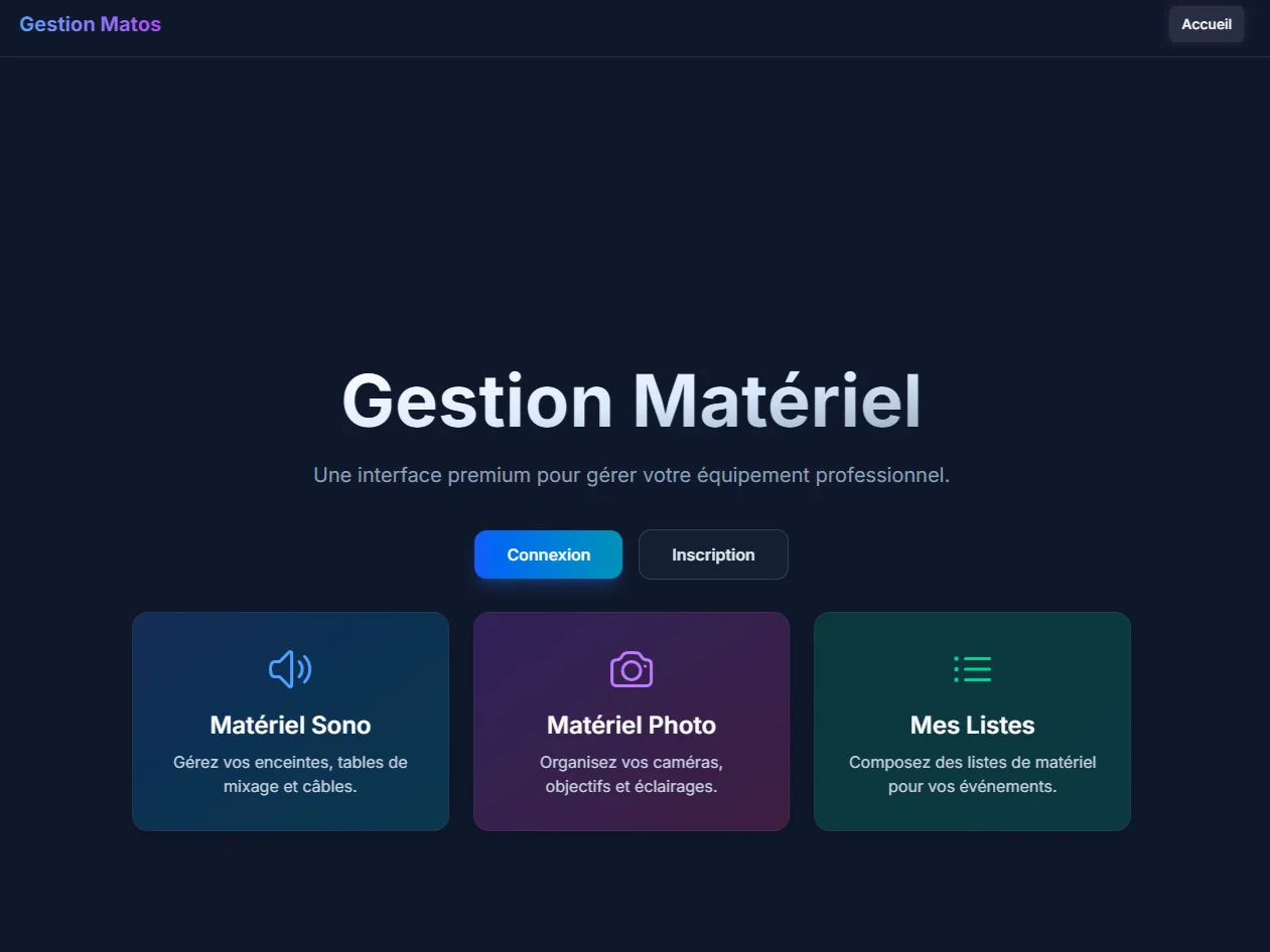 Application web de gestion de matériel — interface métier