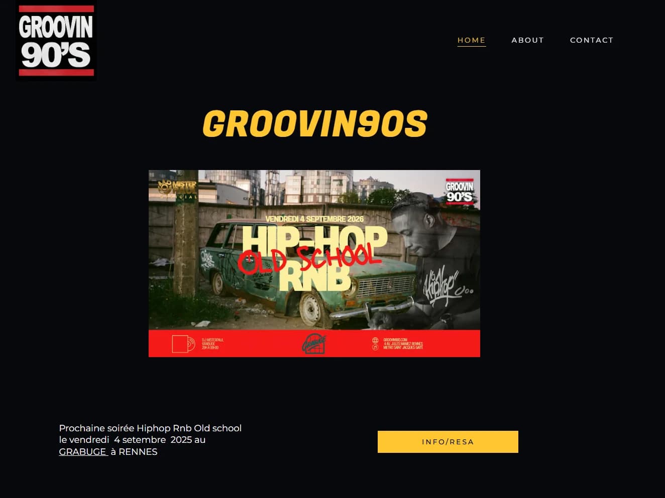 Site Groovin 90s — vitrine web DJ et événementiel