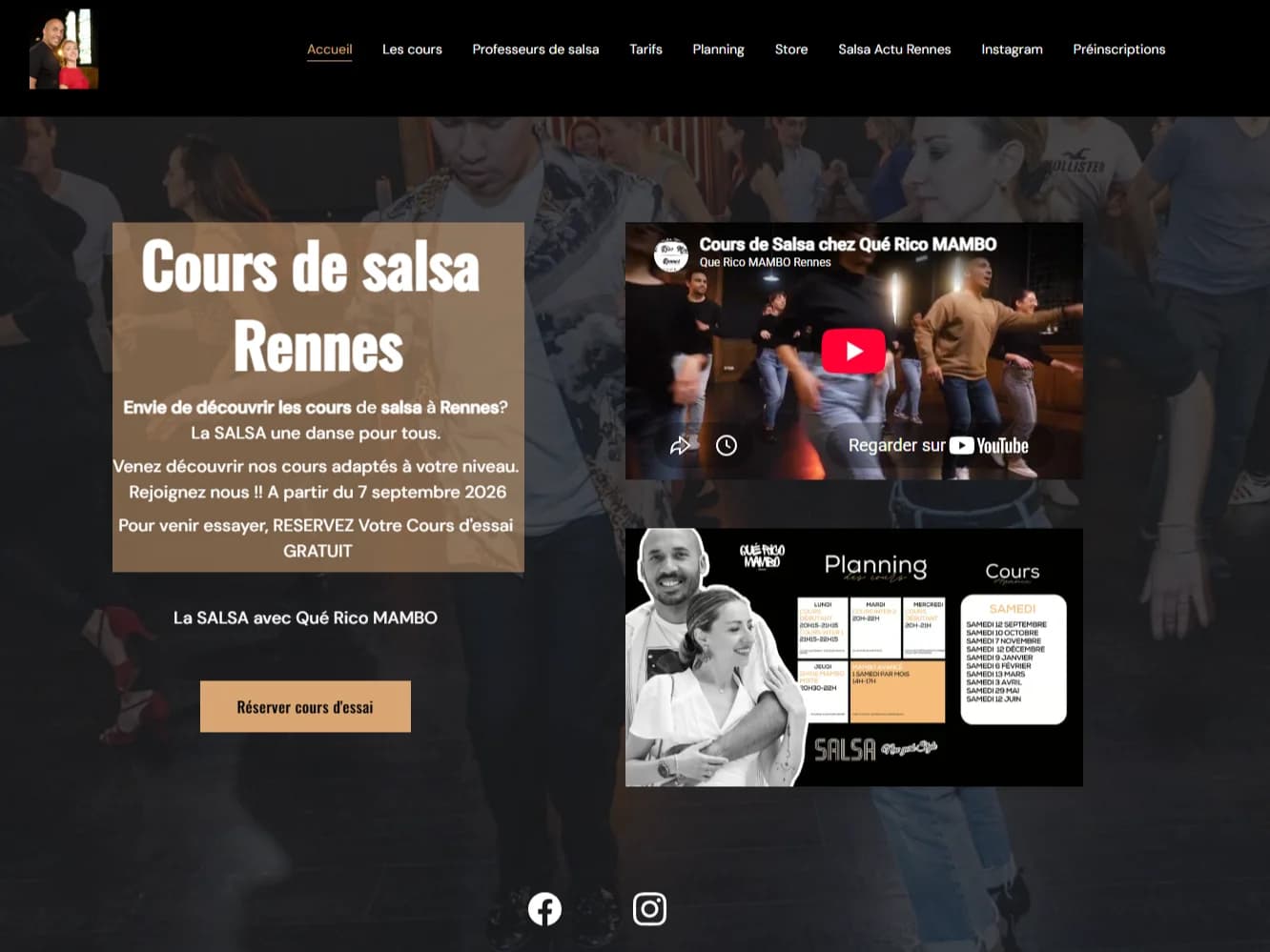 Site Quericomambo — cours de danse en ligne et vitrine web